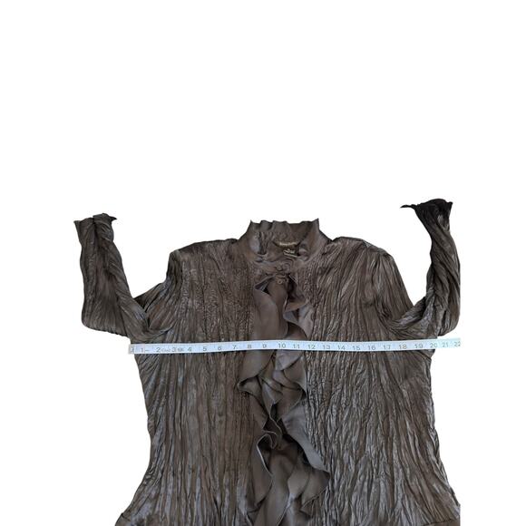 Sunny Taylor Blouse Black Vamp Goth Ruffle Collar Whimsigoth Long Sleeve Size XL - Picture 10 of 12